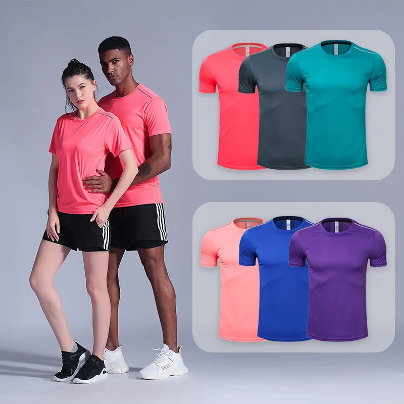 Men Women Quick Dry Short Sleeve Sport T Shirt Gym Jerseys