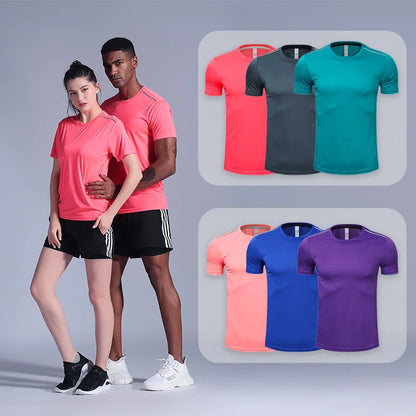 Men Women Quick Dry Short Sleeve Sport T Shirt Gym Jerseys