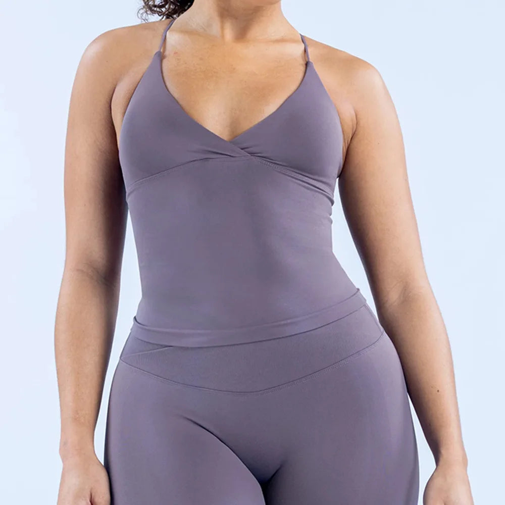 Seamless Cross Sports Vest Gym Yoga Tops with Padded  Sexy Backless