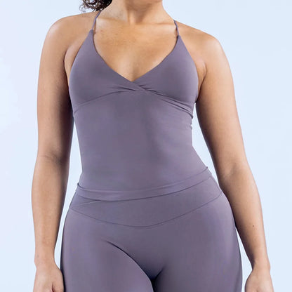 Seamless Cross Sports Vest Gym Yoga Tops with Padded  Sexy Backless