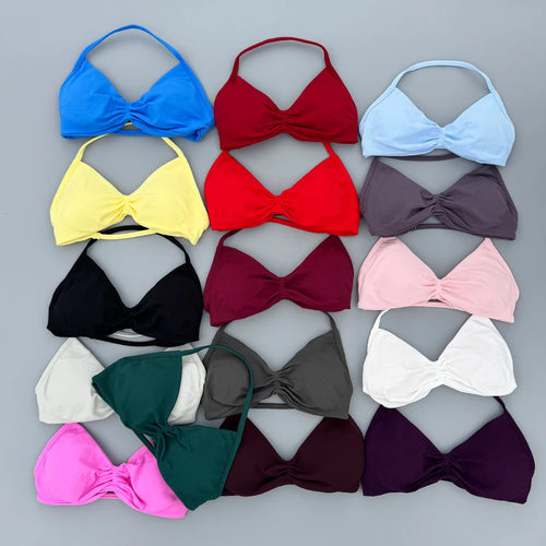 Strappy Bra Gym Top Women High Support Thin Strap Seamless Halter Sports Bras Scrunch Workout Yoga Underwear With Pads