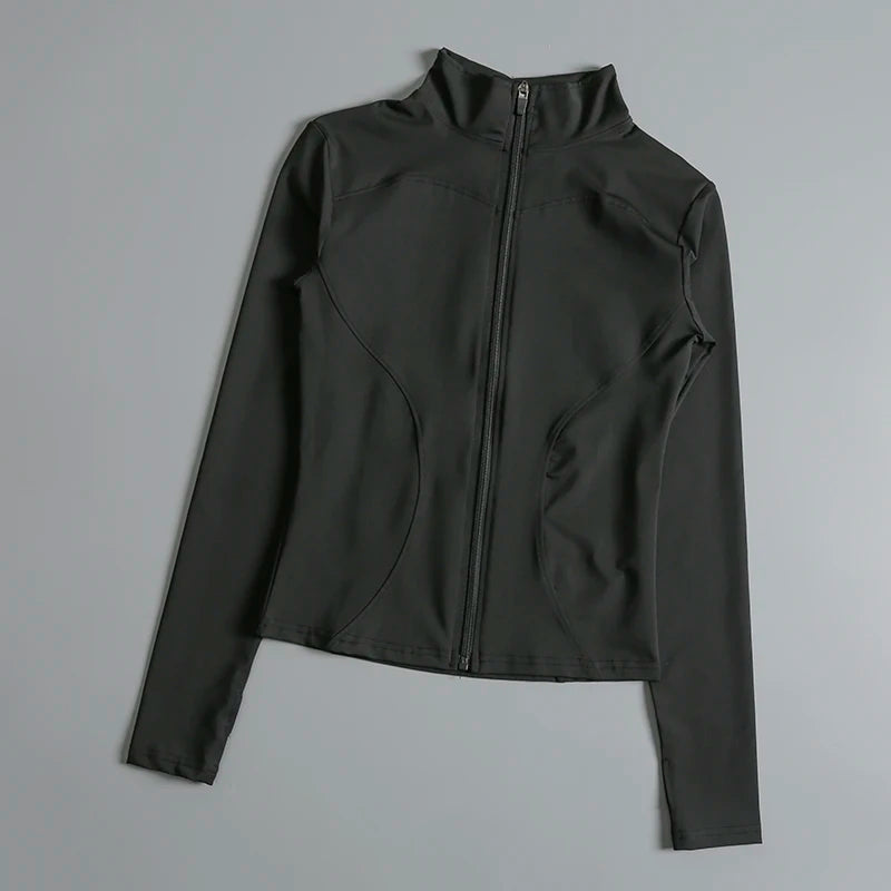 Women Zip Fitness Yoga Shirt Long Sleeve Sports Jacket