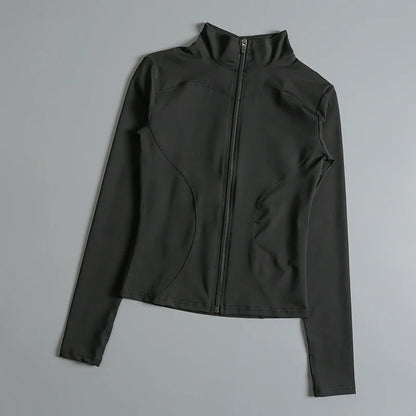 Women Zip Fitness Yoga Shirt Long Sleeve Sports Jacket