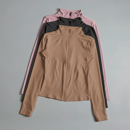 Women Zip Fitness Yoga Shirt Long Sleeve Sports Jacket