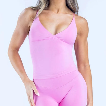 Seamless Cross Sports Vest Gym Yoga Tops with Padded  Sexy Backless