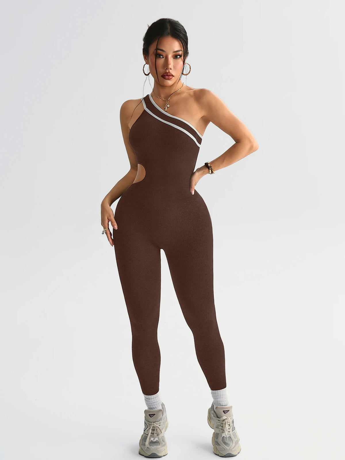 Tummy Control Butt-Lifting Gym Clothes Sleek Sportswear Striped Athletic Outfit