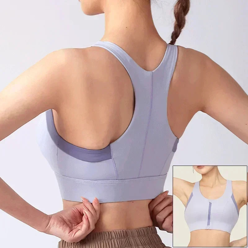 Cloud Hide Front Zipper Sports Bra Women Underwear Push Up Yoga Crop Top Bras Solid Athletic Vest Gym Fitness Shirt Sportswear