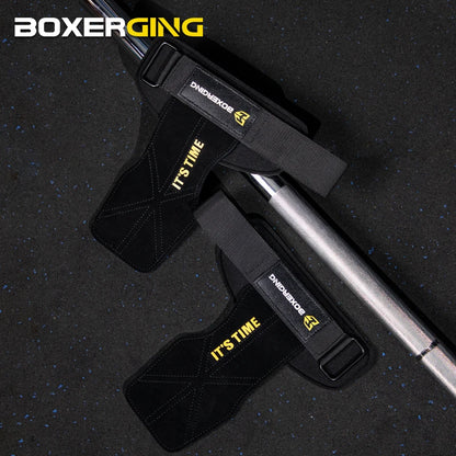 Cowhide Gym Gloves Grips Anti-Skid Weight Power Belt Lifting Pads