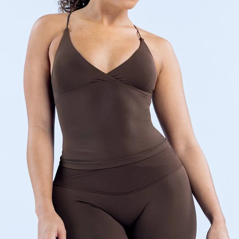 Seamless Cross Sports Vest Gym Yoga Tops with Padded  Sexy Backless