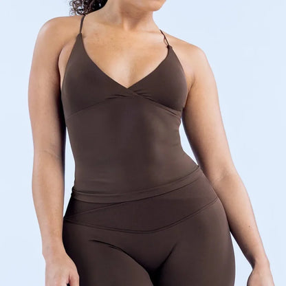 Seamless Cross Sports Vest Gym Yoga Tops with Padded  Sexy Backless