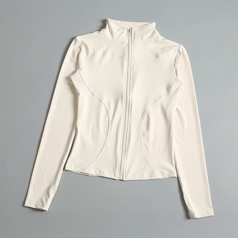 Women Zip Fitness Yoga Shirt Long Sleeve Sports Jacket