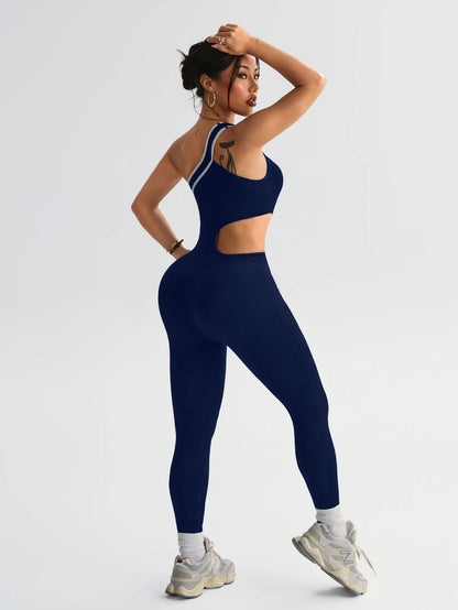 Tummy Control Butt-Lifting Gym Clothes Sleek Sportswear Striped Athletic Outfit