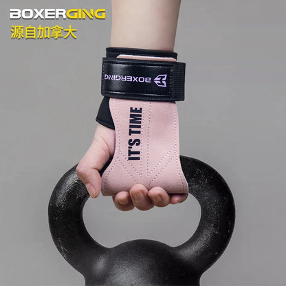 Cowhide Gym Gloves Grips Anti-Skid Weight Power Belt Lifting Pads