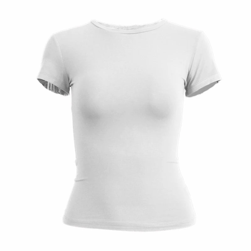 Short Sleeve T-shirt Slim Fit Tops Female O-Neck Knitted Sheath