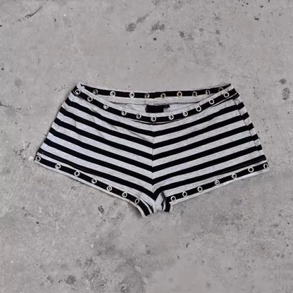 Summer clothing Gothic spicy girl fashion women's Emo metal ring decoration shorts Harajuku sexy ultra short shorts punk Y2k