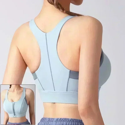 Cloud Hide Front Zipper Sports Bra Women Underwear Push Up Yoga Crop Top Bras Solid Athletic Vest Gym Fitness Shirt Sportswear