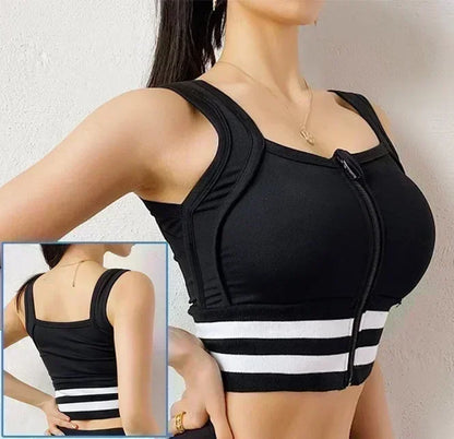 Cloud Hide Front Zipper Sports Bra Women Underwear Push Up Yoga Crop Top Bras Solid Athletic Vest Gym Fitness Shirt Sportswear
