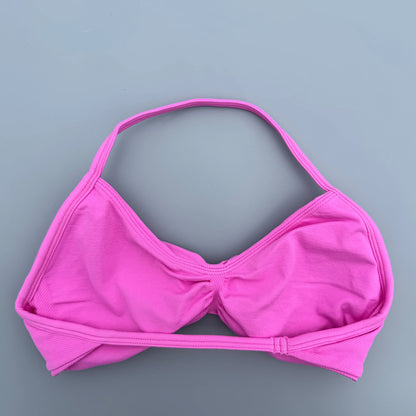 Strappy Bra Gym Top Women High Support Thin Strap Seamless Halter Sports Bras Scrunch Workout Yoga Underwear With Pads