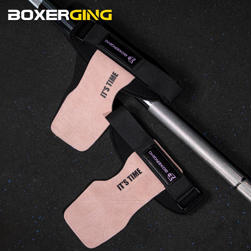 Cowhide Gym Gloves Grips Anti-Skid Weight Power Belt Lifting Pads