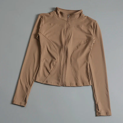 Women Zip Fitness Yoga Shirt Long Sleeve Sports Jacket