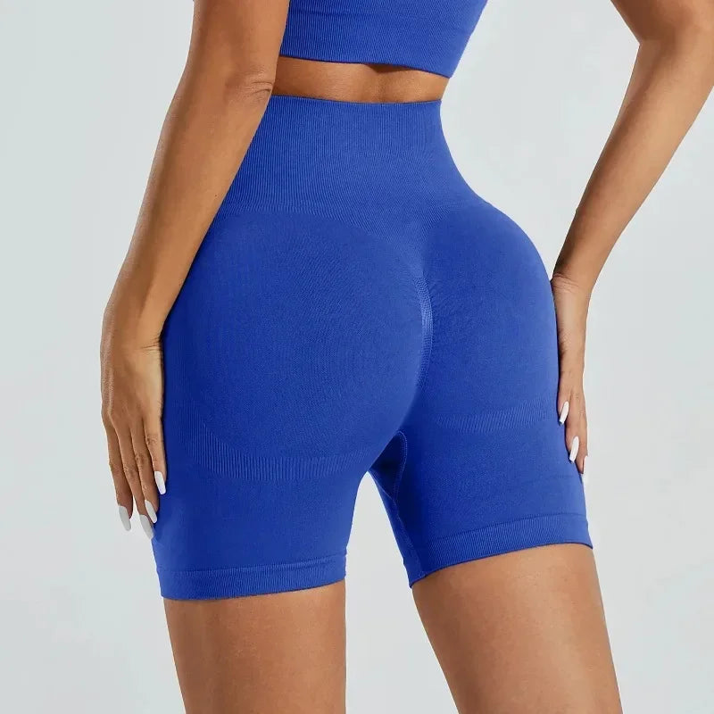 Summer High Waisted Yoga Shorts for Women Fashionable and Sexy Running Fitness Pants Solid Color Yoga Leggings Elastic Tights
