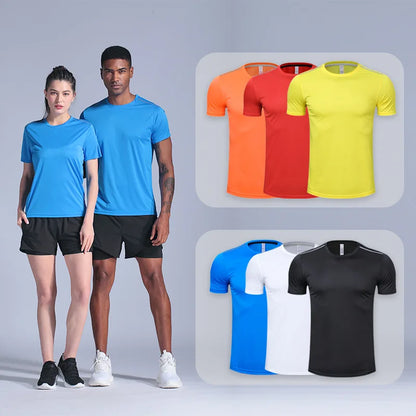Men Women Quick Dry Short Sleeve Sport T Shirt Gym Jerseys
