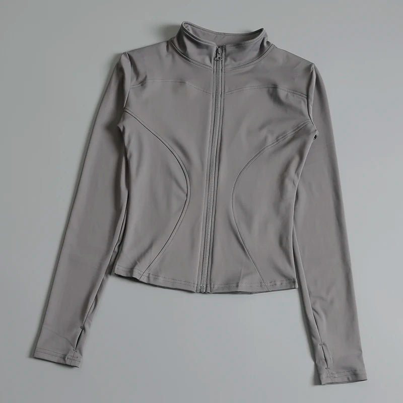 Women Zip Fitness Yoga Shirt Long Sleeve Sports Jacket