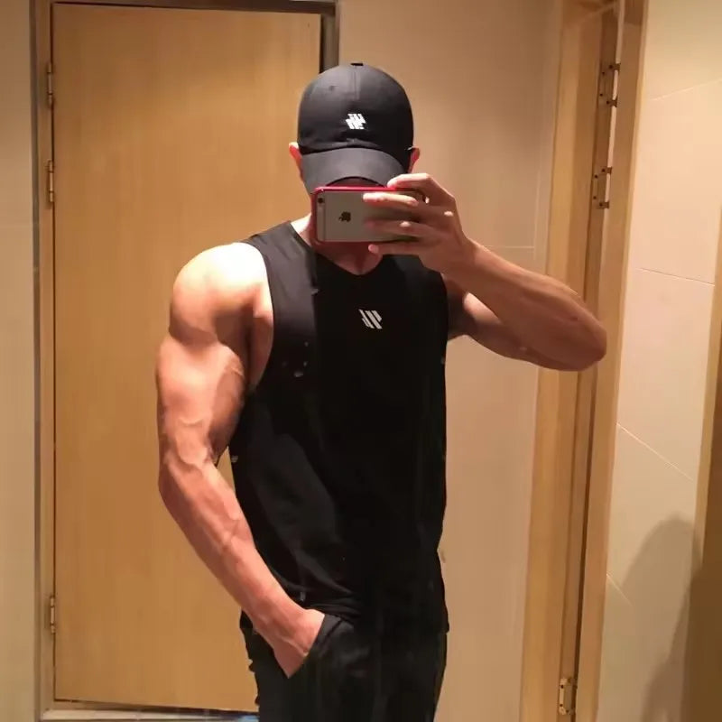 Mannen Bodybuilding Tank Tops Gym Workout Fitness Mouwloos Shirt Running Kleding Stringer Singlet Zomer Toevallige Vest